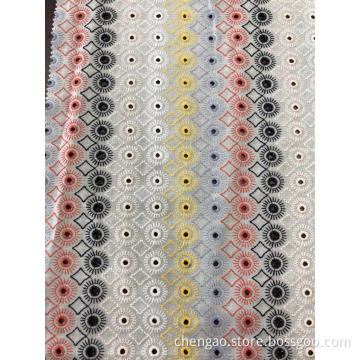 Six Color Dots And Prisms Cotton Embroider Fabric